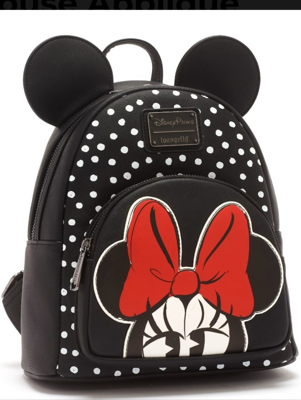 NWT Loungefly Black Mini Backpack Minnie Mouse Polka Dot with Red Bow